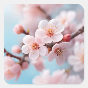 Sticker Carré Magie en fleurs roses