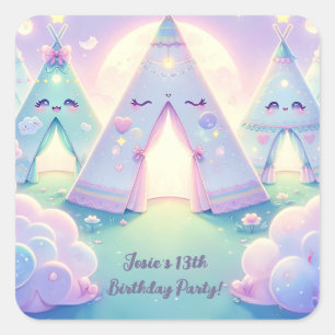 Sticker Carré Magique Cute Sleepover fête d'anniversaire