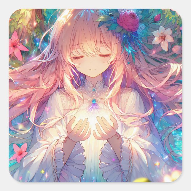 Sticker Carré Magique Ethereal Anime Girl (Devant)