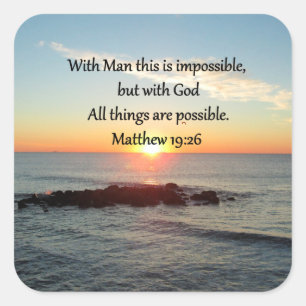 STICKER CARRÉ MAGNIFIQUE MATTHEW 19:26 PHOTO DESIGN