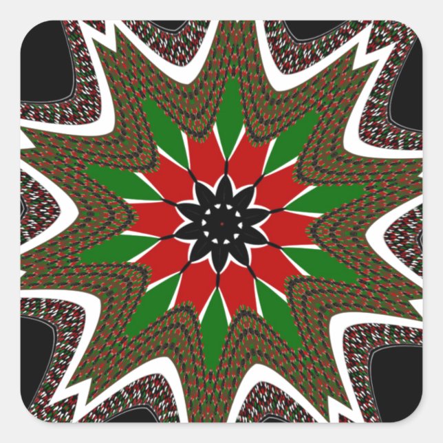 Sticker Carré Magnifique Motif Culturel Kenya Géométrique (Devant)