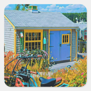 Sticker Carré Magnifique peinture cycliste