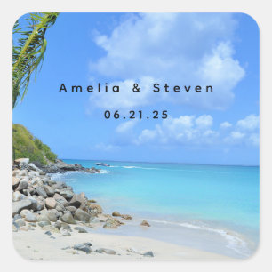 Sticker Carré Magnifique plage tropicale turquoise - Mariage