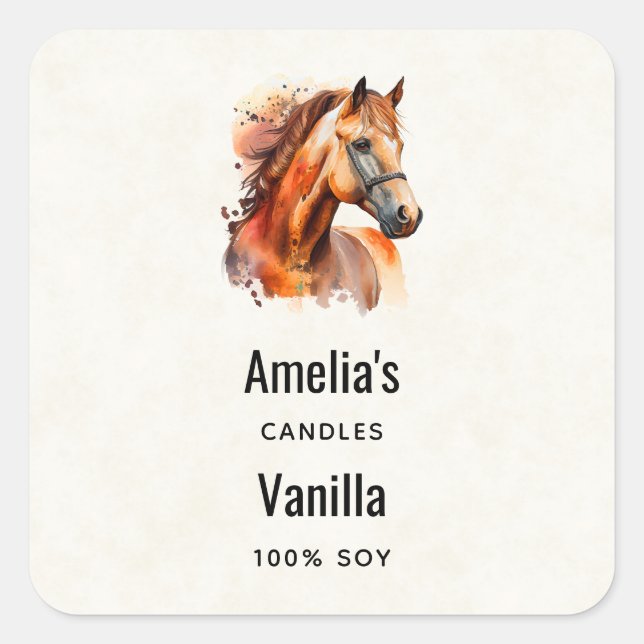 Sticker Carré Magnifique Sorrel Horse Portrait Bougie Business (Devant)