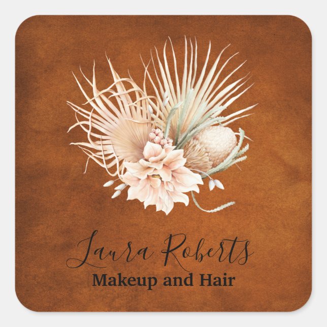 Sticker Carré Magnifique Terracotta Bohème Fleur Pampas Entrepri (Devant)