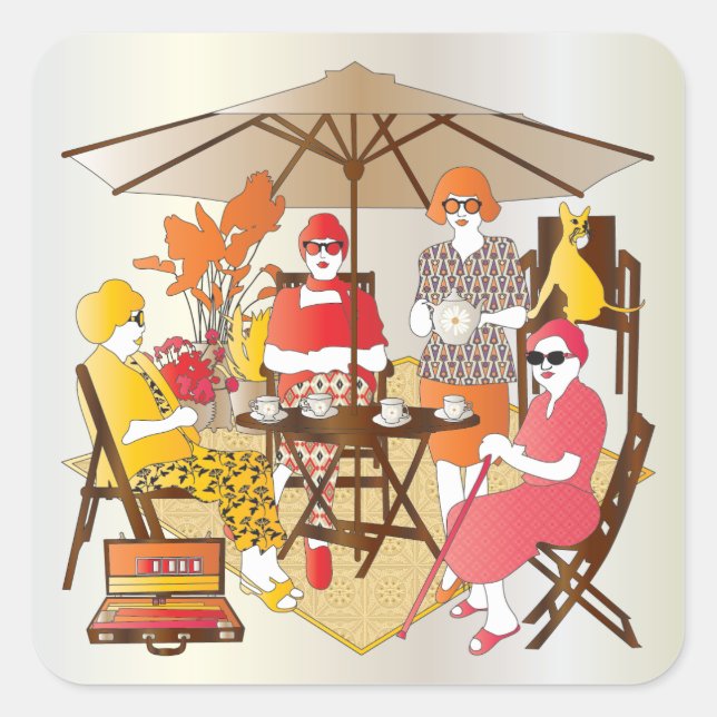 Sticker Carré Mah Jongg Tea Party (Devant)