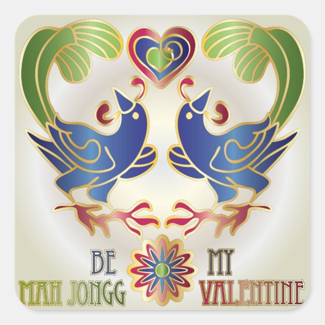 Sticker Carré Mah Jongg Valentine Be My MJ Valentine (Devant)