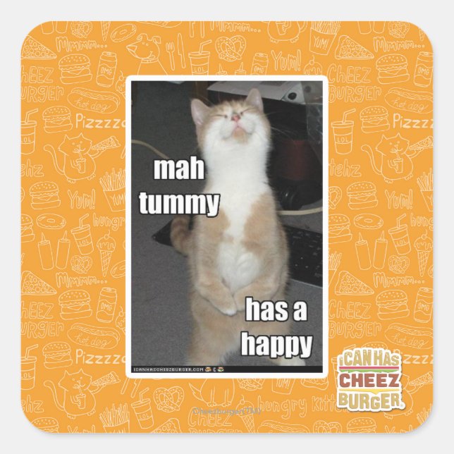 Sticker Carré Mah tummy est heureux (Devant)