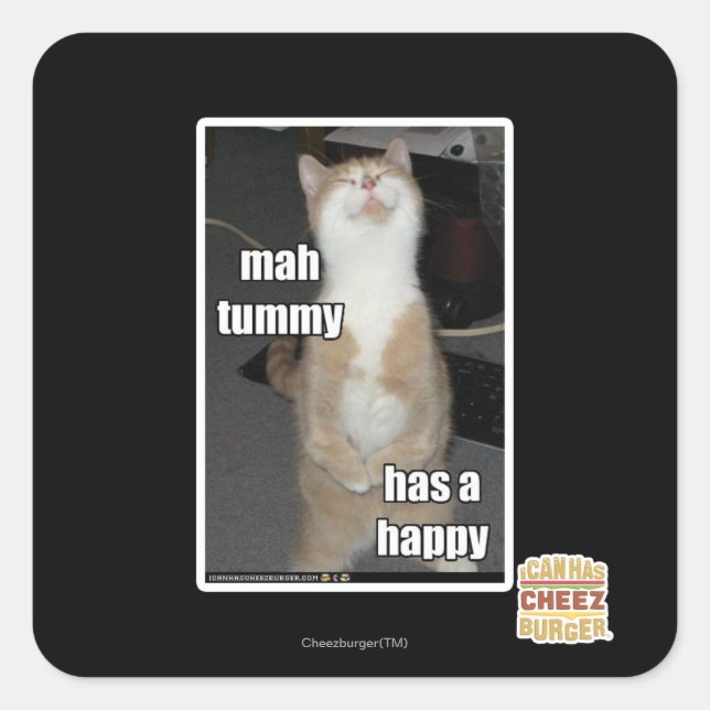 Sticker Carré Mah tummy est heureux (Devant)