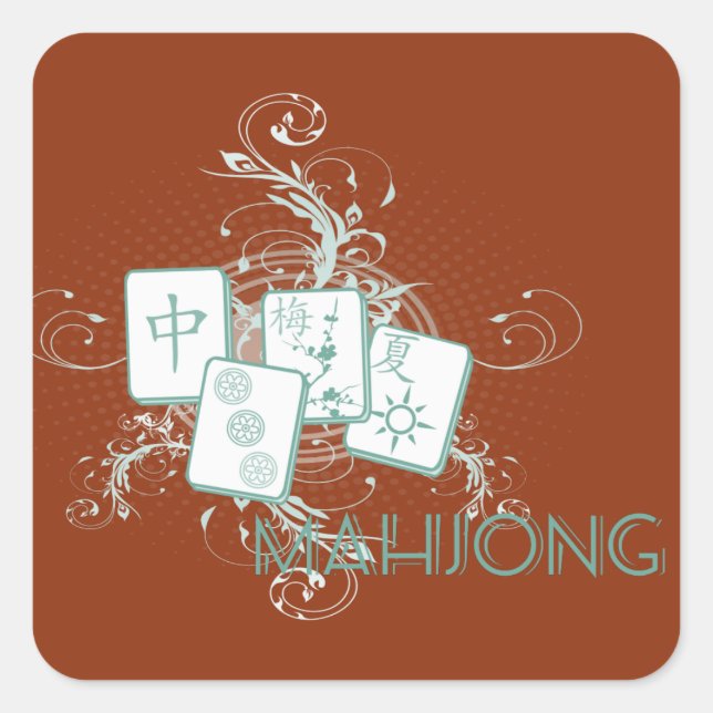 Sticker Carré mahjong bleu (Devant)