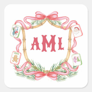 Sticker Carré Mahjong de Noël   Monogramme