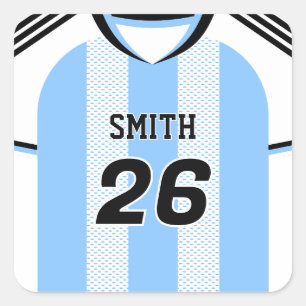Sticker Carré Maillot de foot argentin personnalisé avec nom et