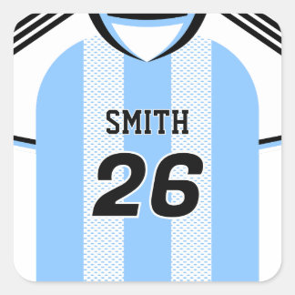 Sticker Carré Maillot de foot argentin personnalisé avec nom et