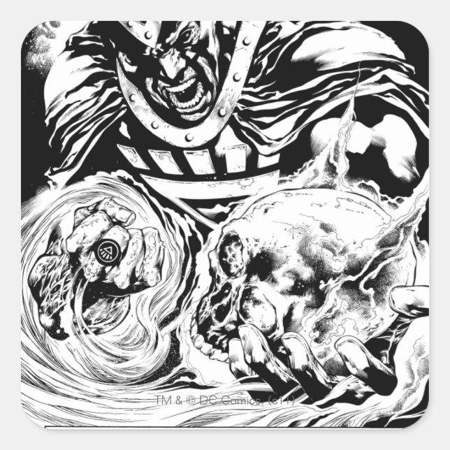 Sticker Carré Main noire avec panneau crâne 2 (Devant)