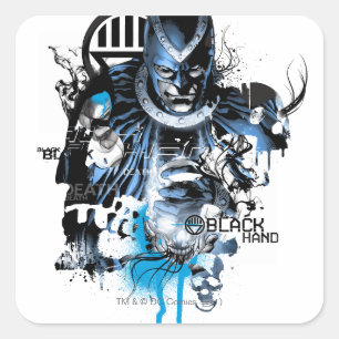 Sticker Carré Main noire - Collage bleu