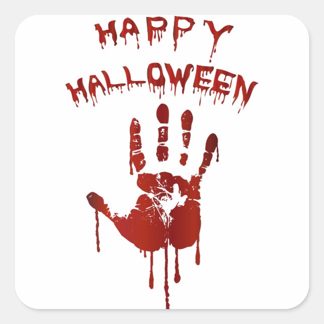 Sticker Carré Main sanglante de Halloween (Devant)