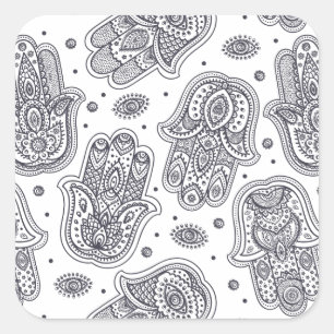Sticker Carré Main tirée d'inspiration Hamsa