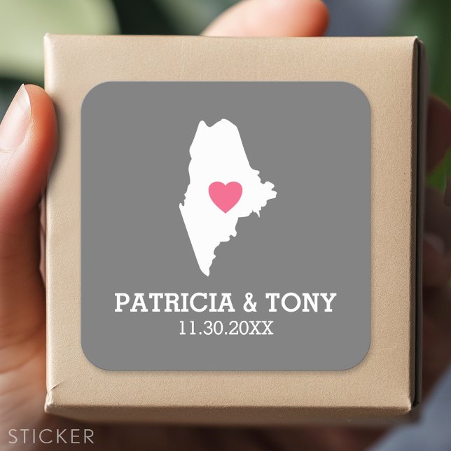 Sticker Carré Maine Accueil Amour de l'état avec le coeur person (Custom Sticker)