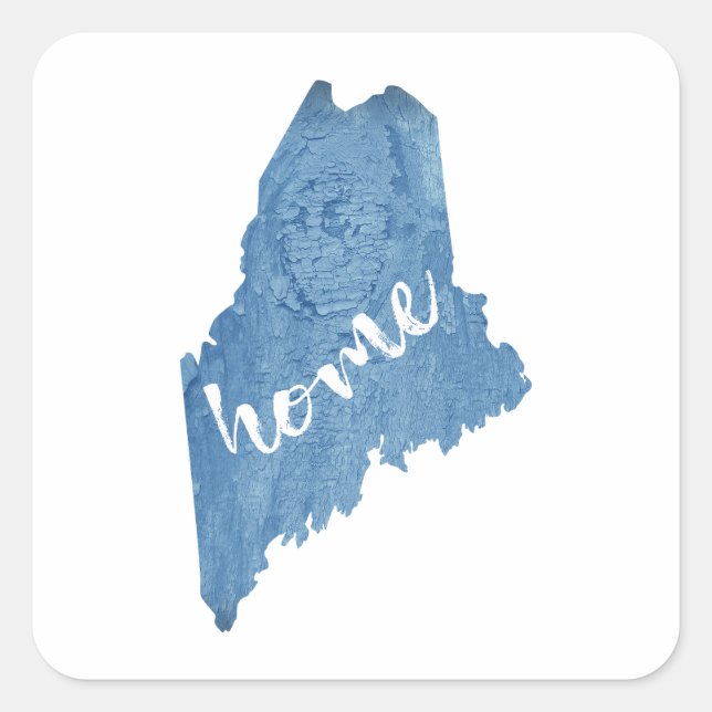 Sticker Carré Maine State Home Wood Grain (Devant)