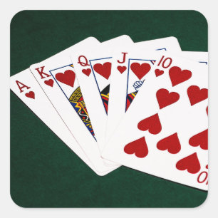 Sticker Carré Mains de poker - Brosse royale - Coeur