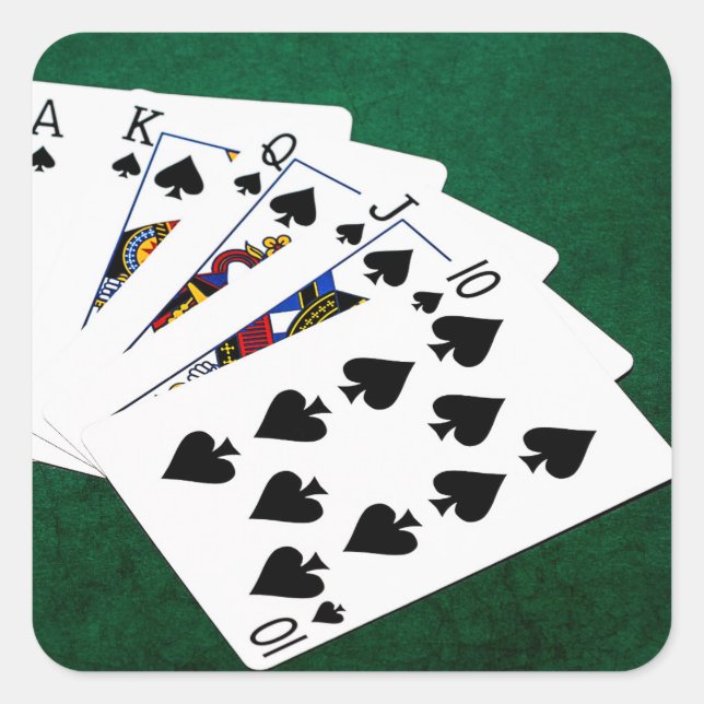 Sticker Carré Mains de poker - Brosse royale - Costume de pique (Devant)