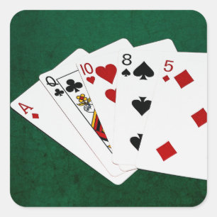 Sticker Carré Mains de poker - Carte haute - As