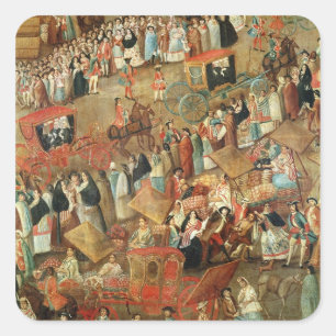 Sticker Carré Maire de plaza au Mexique, détail des chariots