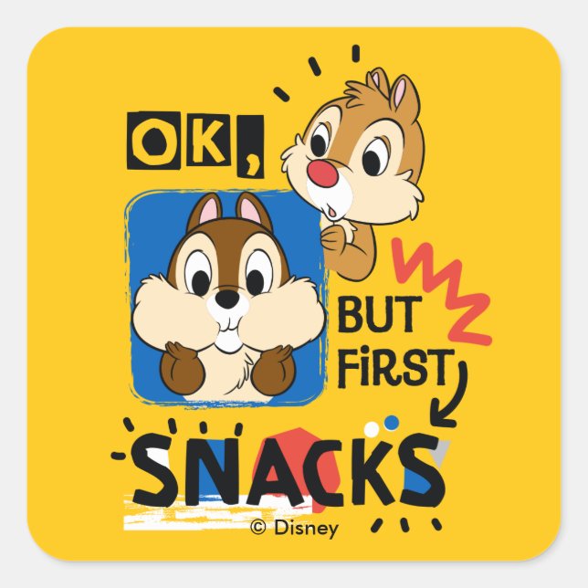 Sticker Carré Mais Les Premiers Snacks Chipmund (Devant)