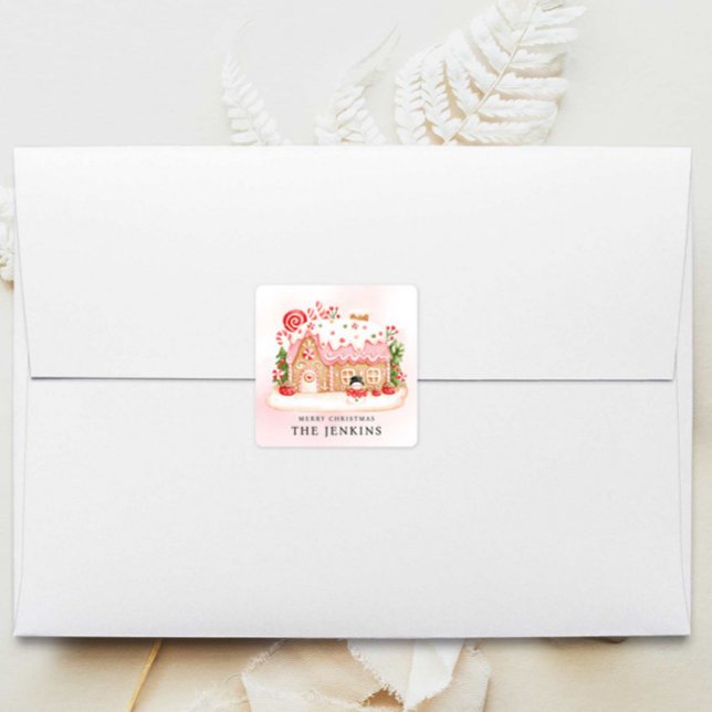 Sticker Carré Maison en pain d'épice Faveur de fête de Noël (Créateur téléchargé)