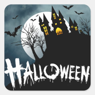 Sticker Carré Maison hantée sur une colline Halloween Spooktacul