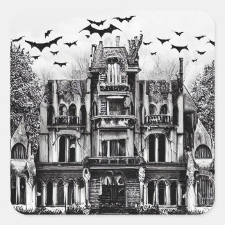 Sticker Carré Maison haunted