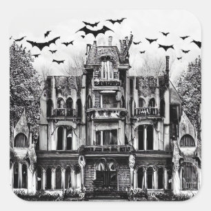Sticker Carré Maison haunted