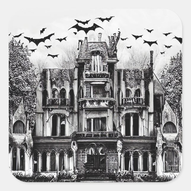 Sticker Carré Maison haunted (Devant)