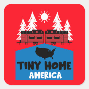 Sticker Carré Maison minuscule Amérique