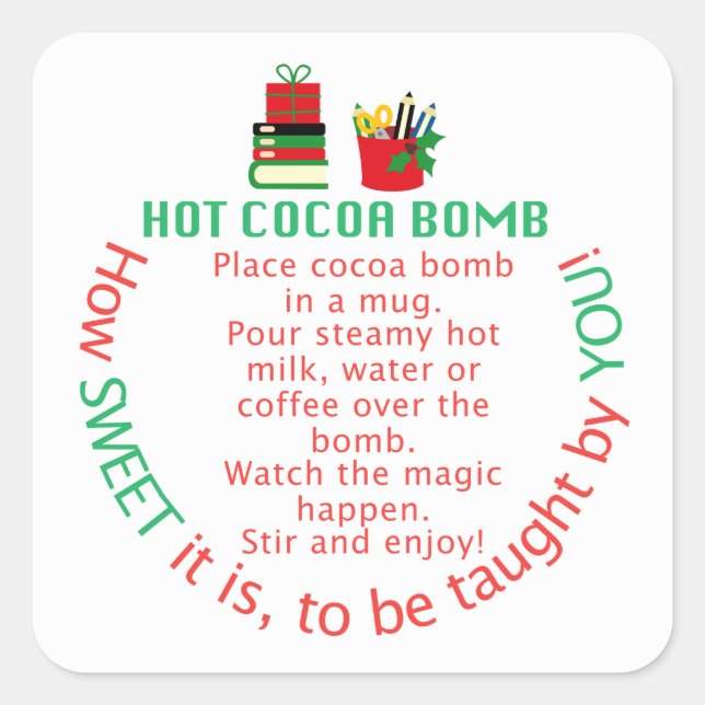 Sticker Carré Maître Cocoa auto-collant, bombe chocolat chaud (Devant)