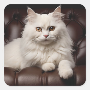 Sticker Carré Majestic white cat