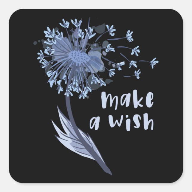 Sticker Carré Make a wish Dandelion Flower (Devant)
