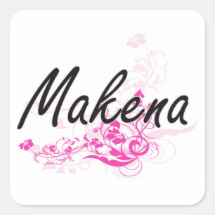 Sticker Carré Makena Nom artistique Design avec fleurs