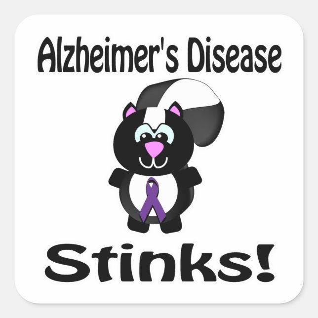 Sticker Carré Maladie d'Alzheimer puant Sensibilisation à la pea (Devant)