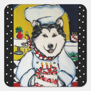 STICKER CARRÉ MALAMUTE D'ALASKA