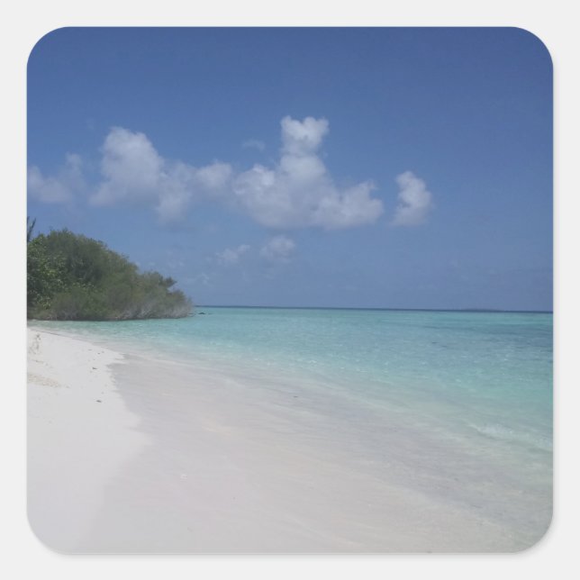 Sticker Carré Maldives Ciel bleu mer nuages de sable Modèle blan (Devant)