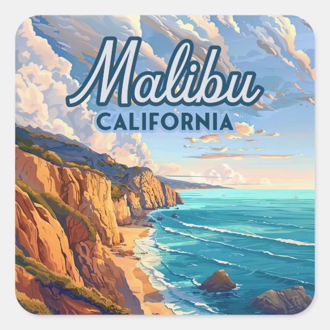 Sticker Carré Malibu California Los Angeles El Matador Beach (Devant)