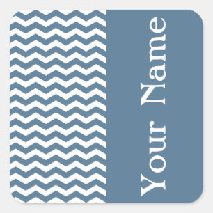 Sticker Carré Malte Blue Wave Chevron avec le nom