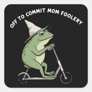 Sticker Carré Mama Grenouille Partir Commettre Maman Folie Cadea