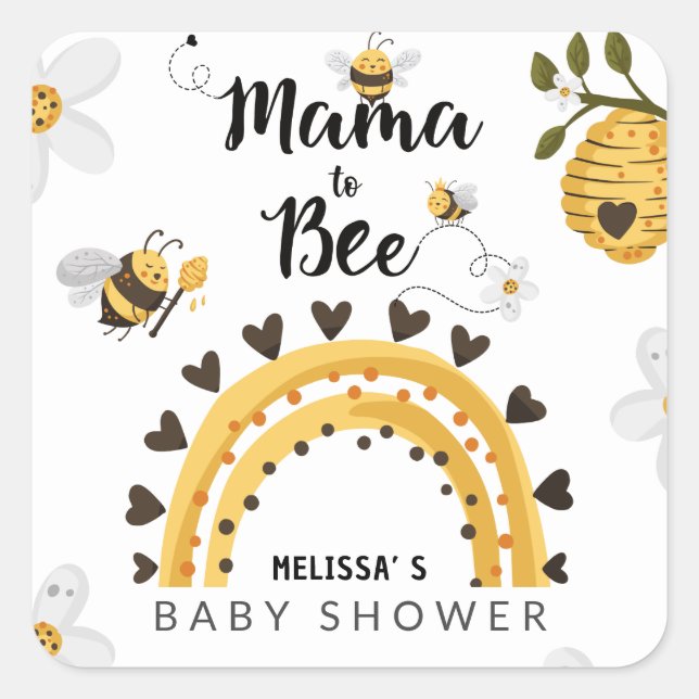 Sticker Carré Mama to Bee Baby shower (Devant)