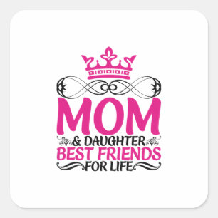 Sticker Carré Maman Art Maman Et Fille Meilleurs Amis