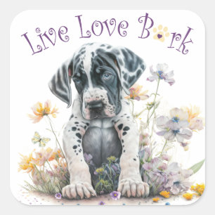 Sticker Carré Maman chien Grand Danois Floral