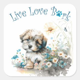 Sticker Carré Maman Chien Havanais Floral