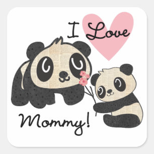 Sticker Carré Maman d'amour des pandas I