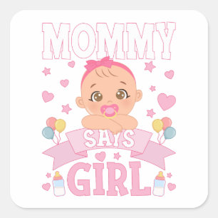 Sticker Carré Maman dit fille Grossesse rose ou bleu